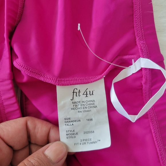 Fit 4 U Fit 4 UR Tummy High Waist Bikini Bottom 16W NWT Bright Barbie Pink - Picture 6 of 6